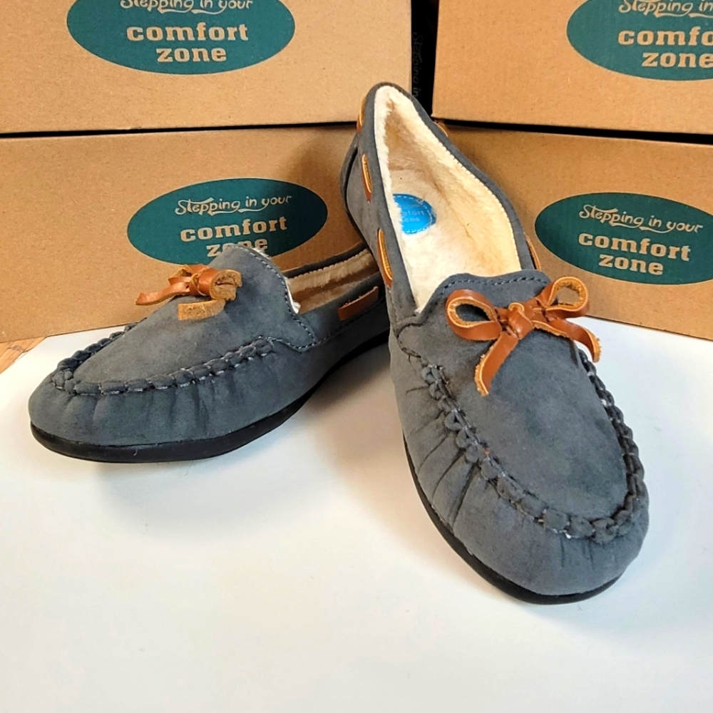 Kids'  Steel Grey Moccasin Slippers – Cozy & Stylish!